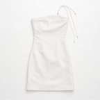 White strapless dress on a white background