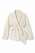 Beige robe with a belt on a white background